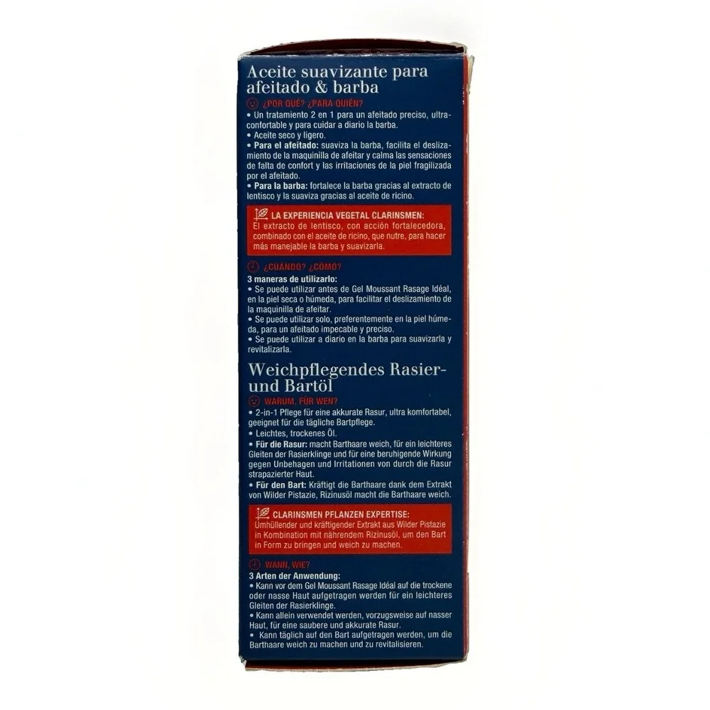 CLARINS MEN‎ SHAVE BEARD OIL SOFTENS 30 ML/1 FL.OZ.